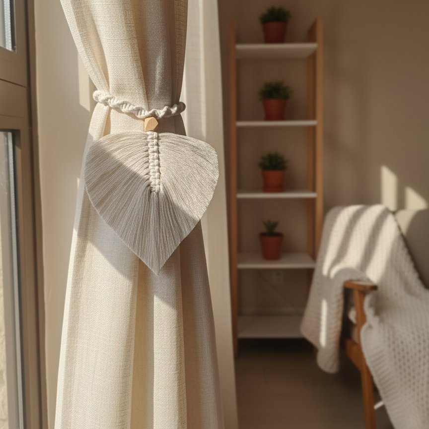 Lívia – Abraçadeira de Cortinas Boho em Folha