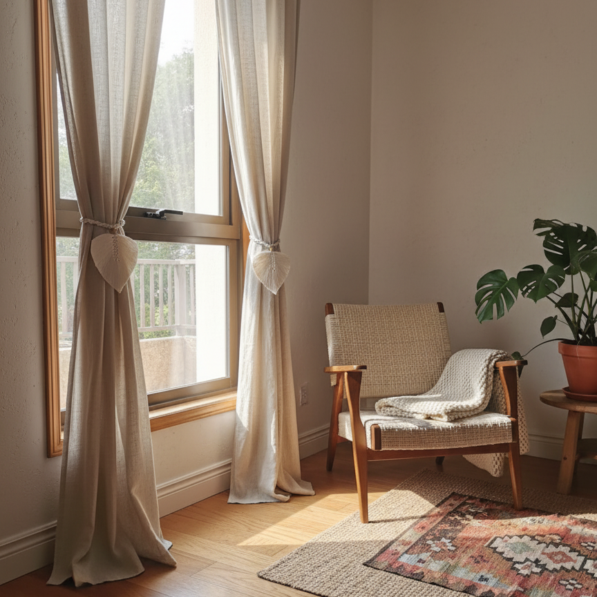 Lívia – Abraçadeira de Cortinas Boho em Folha